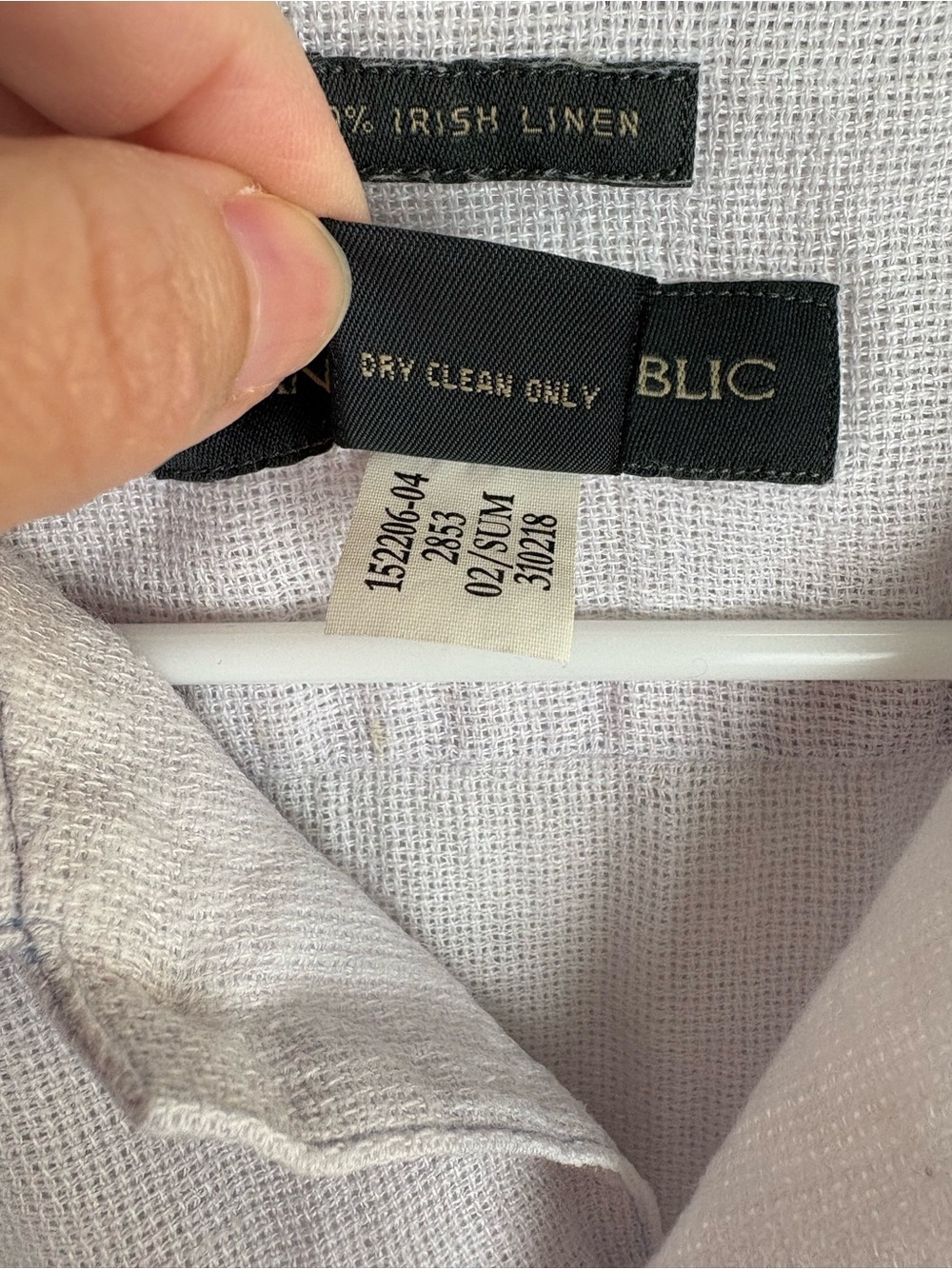 Banana Republic Irish Linen Large EUC Pale Gray Short-Sleeve Button-Up Shirt - Picture 3 of 6